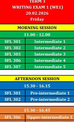 TERM 3 - WE1 SINAV DUYURU TABLOSU